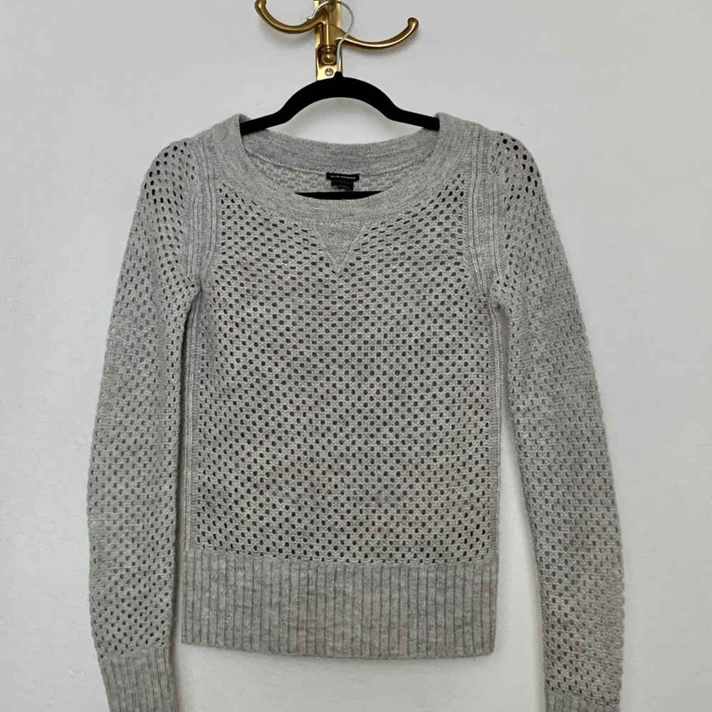 Club Monaco XS gray eyelet sweater